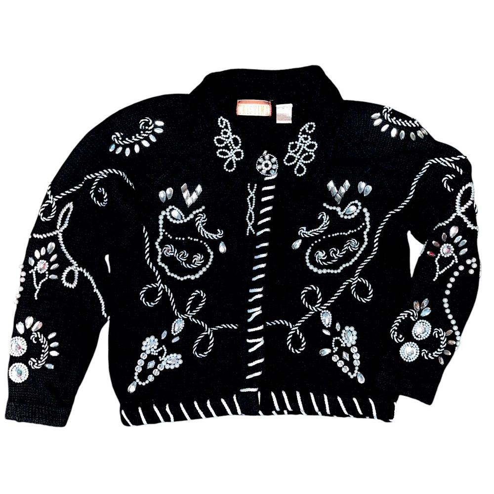 Cristina - Vtg NWOT Pearl rhinestone cardigan